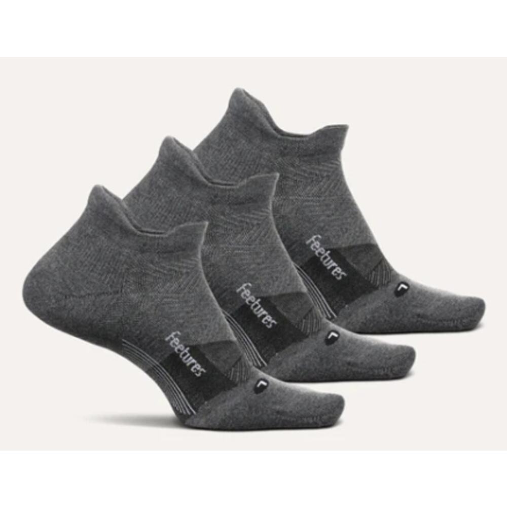 Feetures Unisex Medium Gray 3-Pack Elite Golf Max Cushion Tab No-Show Socks C1-2